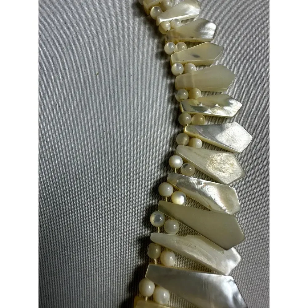 Vintage Mother of Pearl Shell Statement Necklace 16